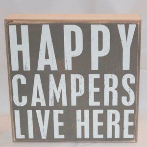 Primitives By Kathy Happy Campers Live Here Box Sign Rustic Camp Decor